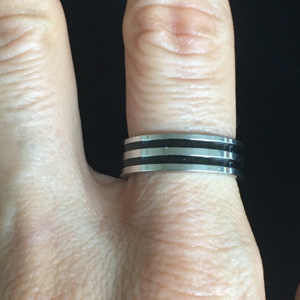 Titanium Alloy Black & Silver Ring